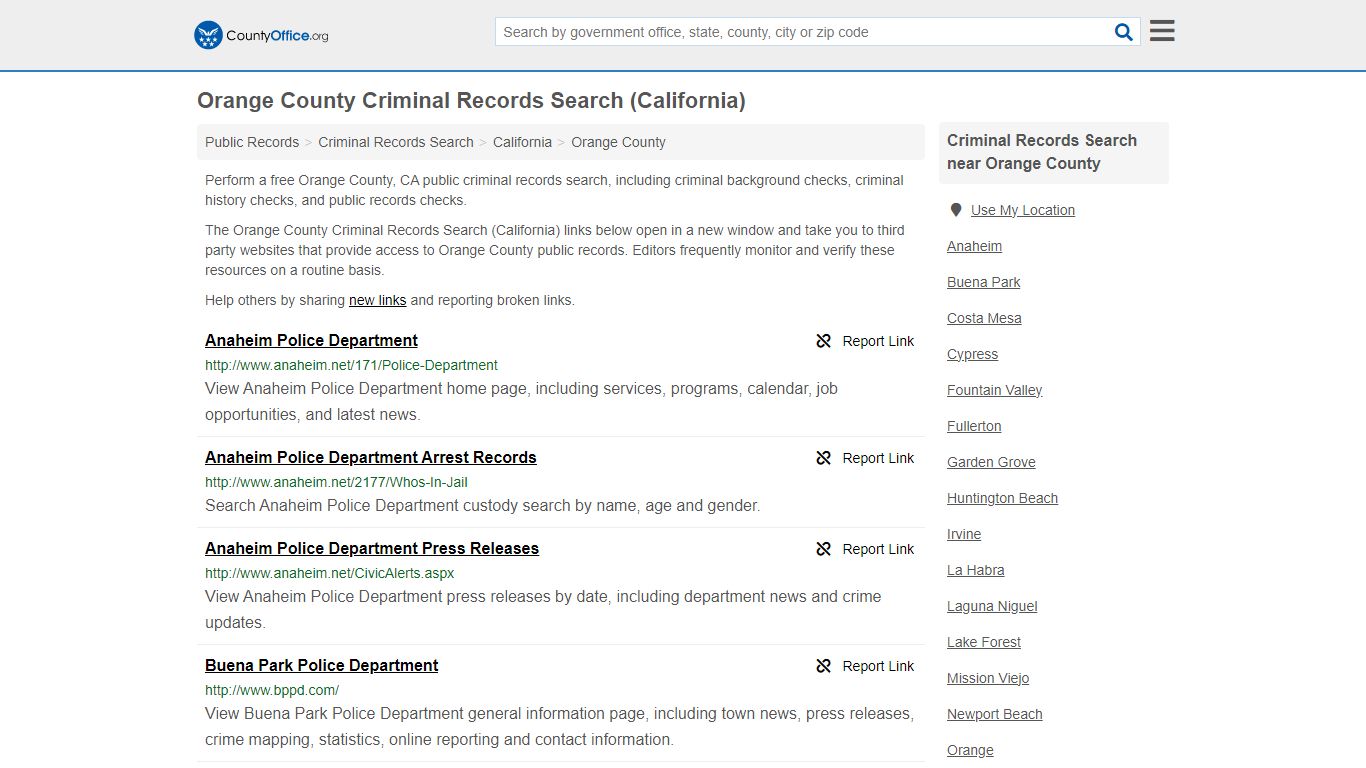 Orange County Criminal Records Search (California) - County Office